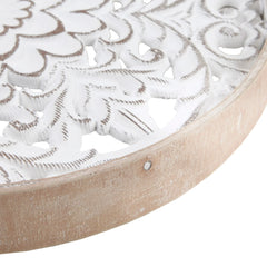 3-Piece Distressed White Floral Carved Wood Wall Decor Set, Vintage Medallion Hanging Art for Home Decoration