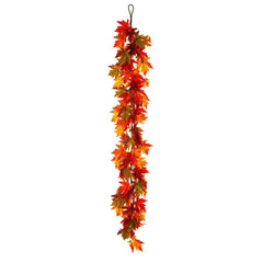 Thanksgiving LED Lighted Fall Maple Leaf Wreath and Garland - Autumn Home Decor