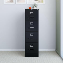 4-Drawer Lockable File Cabinet, Black