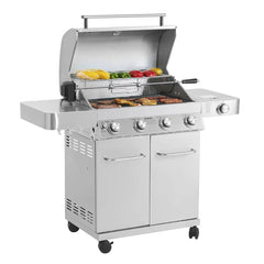 17842 Stainless Steel 4 Burner Propane Gas Grill with Rotisserie Configuration B