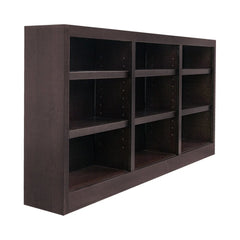 Triple Wide Wood Bookcase, 9 Shelf 36 Inch Tall Bookshelf for Home, Office and Display Storage