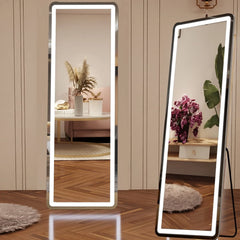 64 x 21 Inch Full Length LED Floor Mirror with Stand, Wall Mounted Full Body Mirror