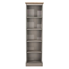 Tall Narrow Wood Bookcase, Slim Freestanding Bookshelf for Small Spaces, Home Office and Living Room