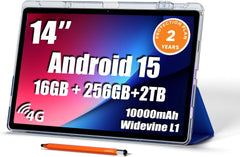 14 Inch Android Tablet, 16GB RAM 256GB Storage, 4G LTE Portable Touchscreen Tablet PC