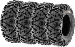 ATV UTV All-Terrain Tires Set of 4, 25X8-12 Front & 25X10-12 Rear Off-Road Replacement Tires