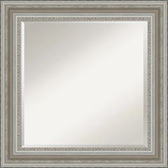 Beveled Bathroom Wall Mirror, Silver Frame Decorative Vanity Mirror for Bathroom, Bedroom and Entryway
