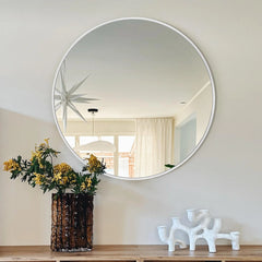 Modern Round Bathroom Vanity Mirror, Wall Mounted Circular Mirror for Bathroom, Bedroom and Home Decor