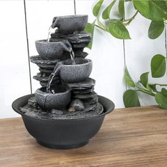 4-Tier Indoor Water Fountain, Relaxing Waterfall Feature for Home, Living Room and Bedroom Decor
