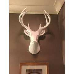 White Deer Head Wall Decor, Modern Decorative Animal Head Sculpture for Living Room, Bedroom and Home Decoration