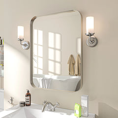 Aluminum Alloy Rounded Corner Vanity Mirror, Modern Wall Mounted Mirror for Bathroom, Bedroom and Home Decor