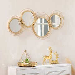 Modern Gold Metal Wall Art with Mirror, Decorative Hanging Wall Sculpture for Living Room, Bedroom and Dining Room