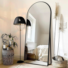 Modern Arched Full Length Floor Mirror, Aluminum Alloy Frame Standing Full Body Mirror